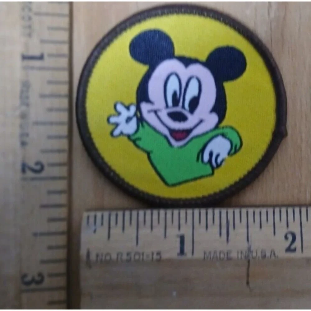 Disney 3x Baby Mickey Mouse Yellow Round Shape Sewing & Craft Patch